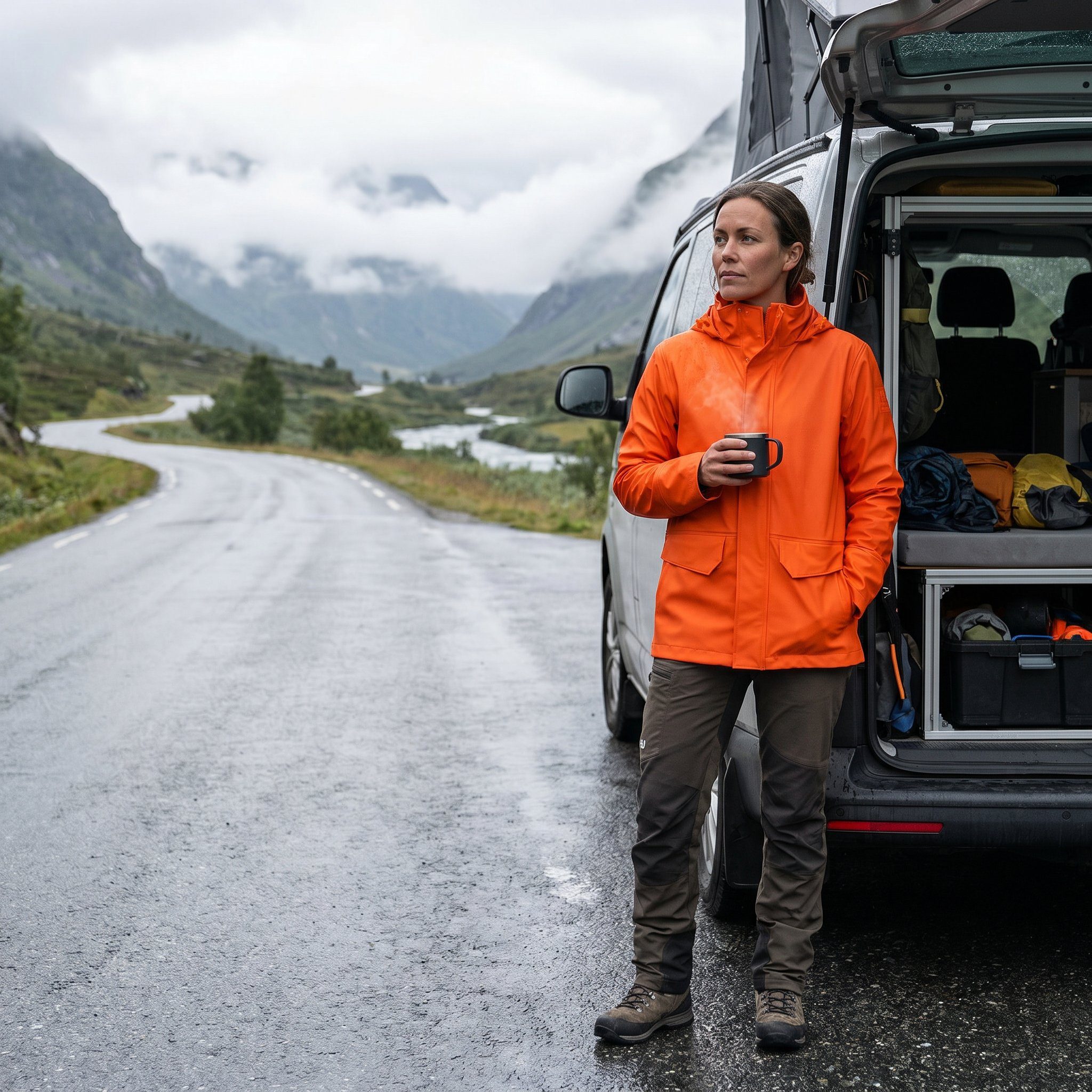 Outdoorbekleidung in einer Berglandschaft